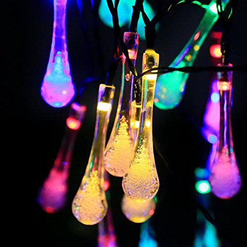 Christmas String Lights,20Ft 30LED String Fairy Light Solar Powered Water Drop Shaped, Waterproof for Outdoor & Indoor, Home, Patio, Lawn, Garden, Party, and Holiday Decorations