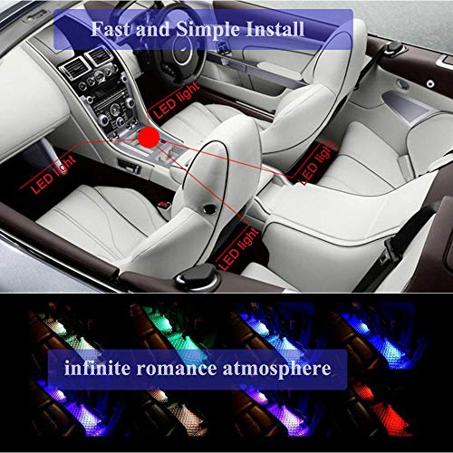 Multi-color car LED lights with illuminated decorative strip lights, with active function and wireless remote control function [4PCS 72 LED SETS]