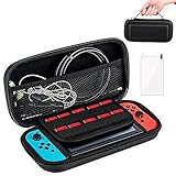 Nintendo Switch Case,Protective Hard Shell Traveler Carrying Case Compatible with Nintendo Switch with Screen Protector and Game Cartridge Holder for Nintendo Switch Console & Accessories(Black)
