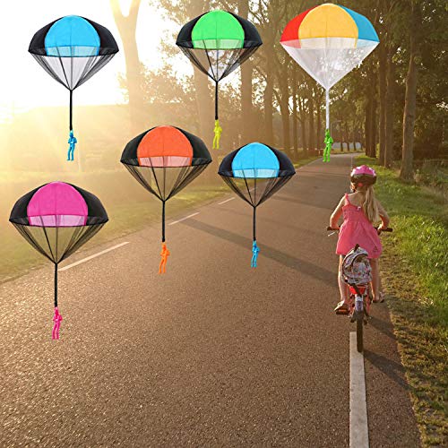 Trounistro 10 Pieces Parachute Toy Tangle Free Throwing Parachute Figures Hand Throw Soldiers Parachute Play Parachute Square Outdoor Children's Flying Toys - Thumbnail 4