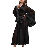 WADAYUYU Sheer Robes for Women Lightweight Long Bridal Summer Lingerie Kimono Bath Robe for Bride, Wedding Day, or Lounge