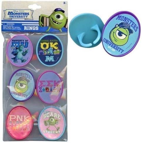 Monsters University 6pk Cupcake Topper Rings with Sticker on Plastic Insert