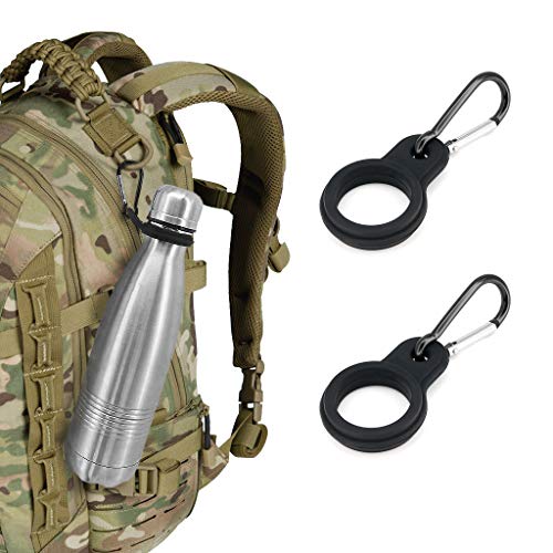 Water Bottle Holder for Backpack Hiking Running Walking Attaches with a Carabiner Clip for 12oz, 17oz & 25oz Cola Shaped Stainless Steel Bottles (2 Pack) - (Bottles Not Included) - Thumbnail 4