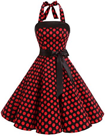 Find Dress Women Strapless Retro 1950s Vintage Prom Dresses Lace-Up 10212 Big Black Red XS