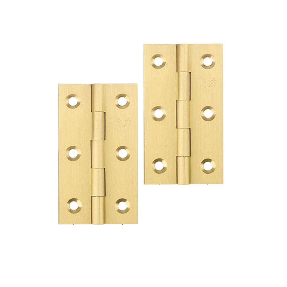YOFASEN Copper Small Hinges - Brass Folding Butt Hinges for Furniture Cabinet, Gold, 3 Inch(76x41x1.6mm) - 2pcs