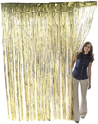 Amazon Com Gold Metallic Fringe Curtain Party Room Decor 3 X 8