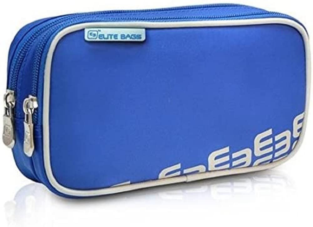 ELITE BAGS Blue Isothermal Bag for Diabetes People, 3 Compartments, Includes Cold Gel, Unisex, Zipper Closure, 0.22 kg, Bag for Carrying Diabetes-related Items