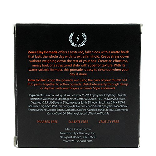 ZEUS Clay Pomade, Firm Hold, 4 Ounce