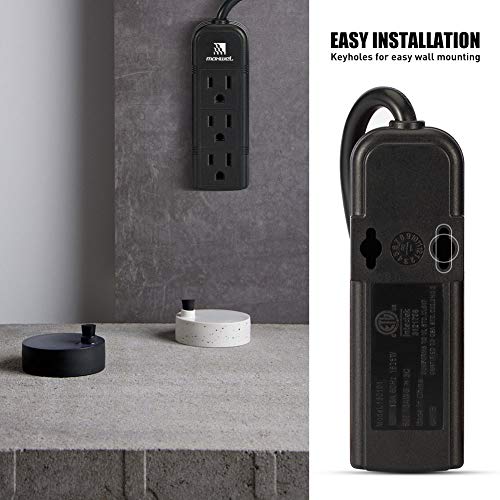 Power Strip Wall Mountable ETL Listed 3 Grounded Outlets 10 Inch