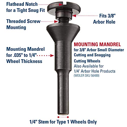 Weiler 56490 Mounting Mandrel For CutOff Wheels W/3/8" Arbor Hole, 1/4" Stem Pricepulse