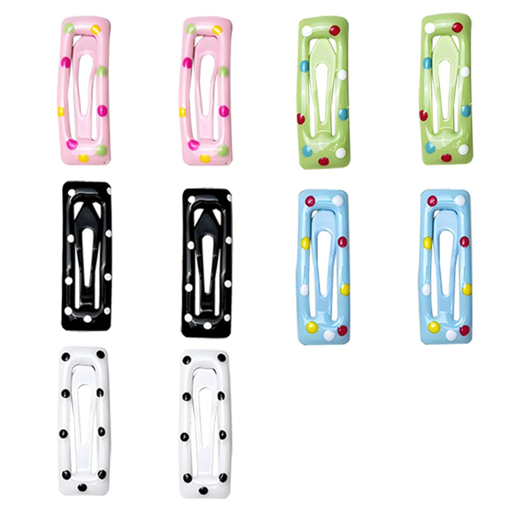 Colourful Snap Hair Clips Accessories for Girls Pink Cute Hair Accessories for Women Girls Polka Dot Hair Clips for Styling Small Hair Barrettes for Thick Fine Hair Curly Hair Slides for Girls 10pcs