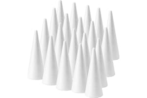 FFchuanhe Craft Foam Cones 20-Pack (2.5X5.9in), White Polystyrene Cone Shaped Foam, Foam Tree Cones, for Arts and Crafts, Christmas, School, Wedding, Birthday, DIY Home Craft Project.
