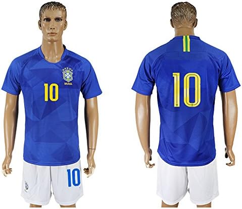 2018 Russia Word Cup Brazil National Football Team #10 Men Away Blue Soccer Jersey - XXL