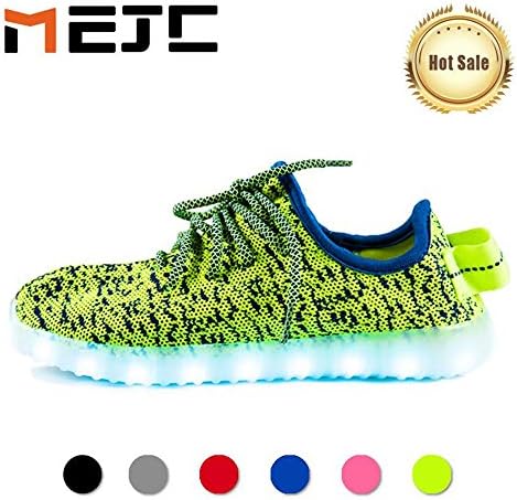 -MEJC- Unisex Women's Men's Kid's LED shoes Light up Knit Fashion Sneaker-40 M EU/9 B(M) US Women/7.5 D(M) US Men-Green