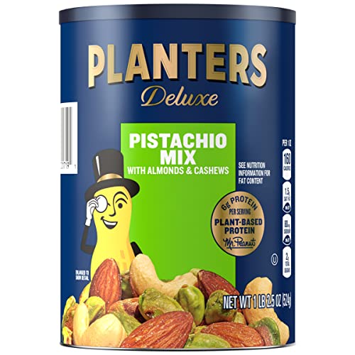 PLANTERS Deluxe Pistachio Mix, 1.15 lb. Resealable Canister Deluxe
