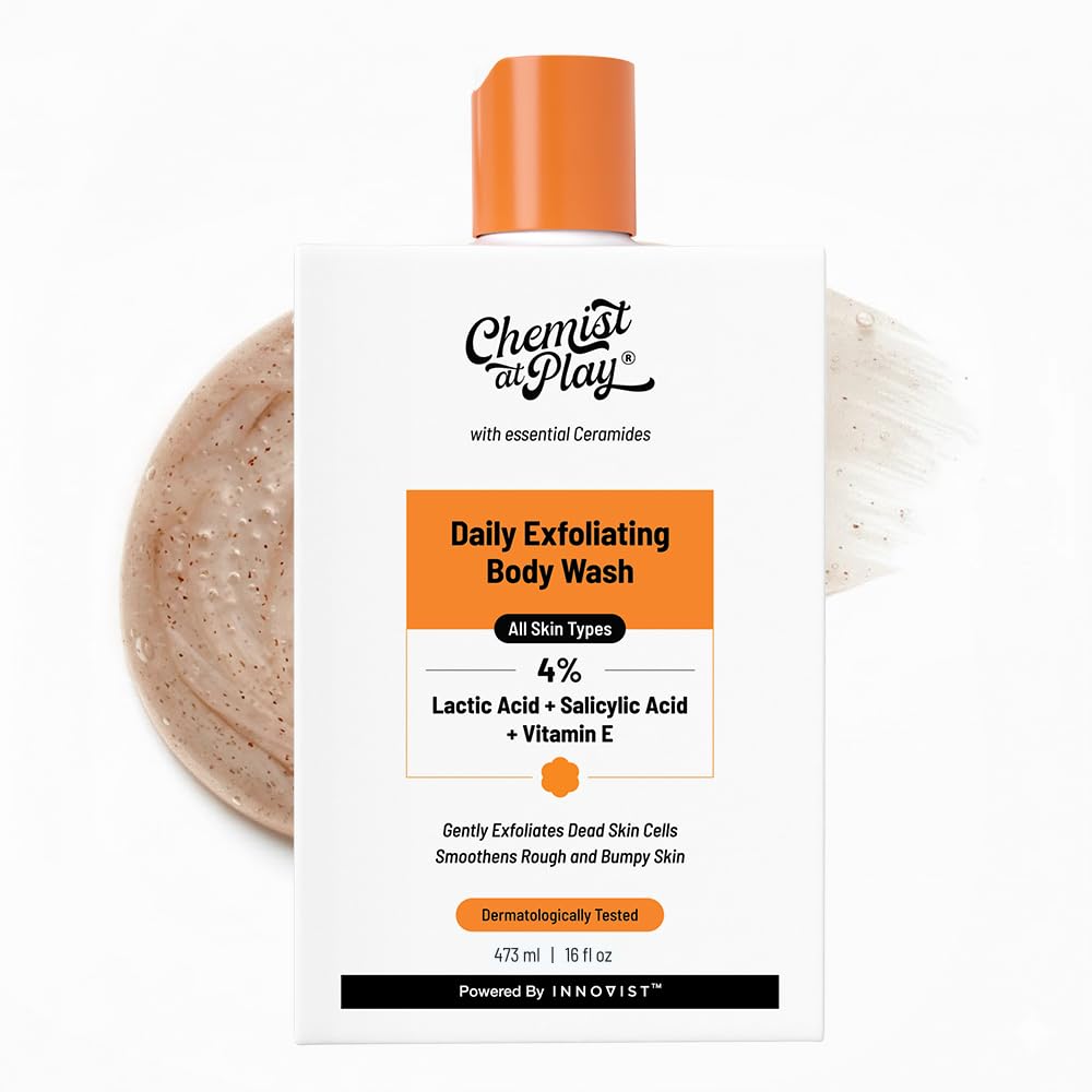 Chemist at Play Body Wash Exfoliating for Dry Rough Bumpy Strawberry Skin with 1% Salicylic Acid 2% Lactic Acid and Ceramides for Men and Women | 473 ml — image 1