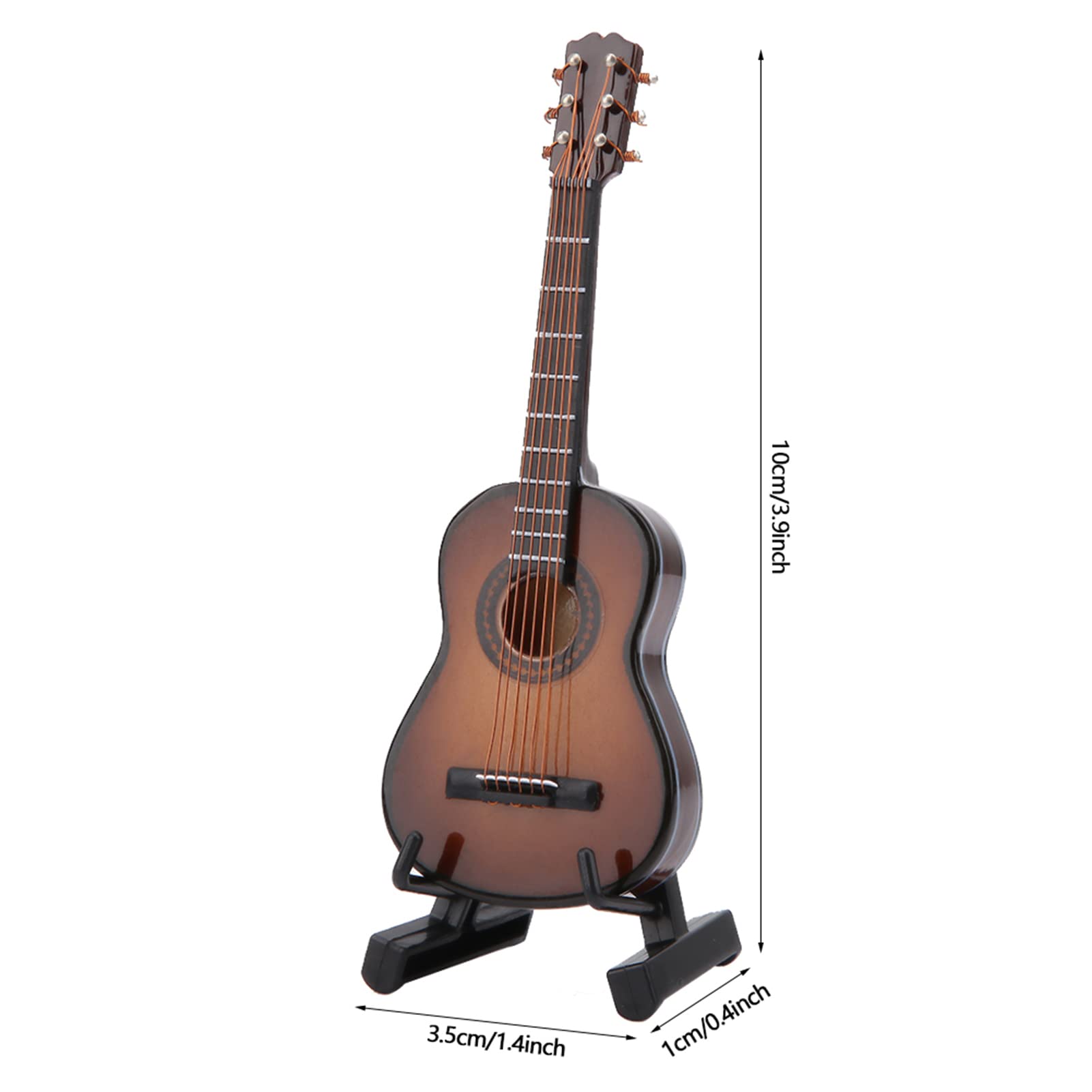 Miniature Guitar Model Wooden Musical Instrument Display with Stand Support and Case Dollhouse Accessories Small Craft Ornaments Home Decor (#03)