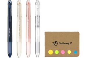 STATIONERY JP Pilot Hi-tec-c Coleto 4 Color Multi Pen Body Component, Basic & Pearl Pattern, Rubber grip, 4-pack, Sticky Notes Value Set
