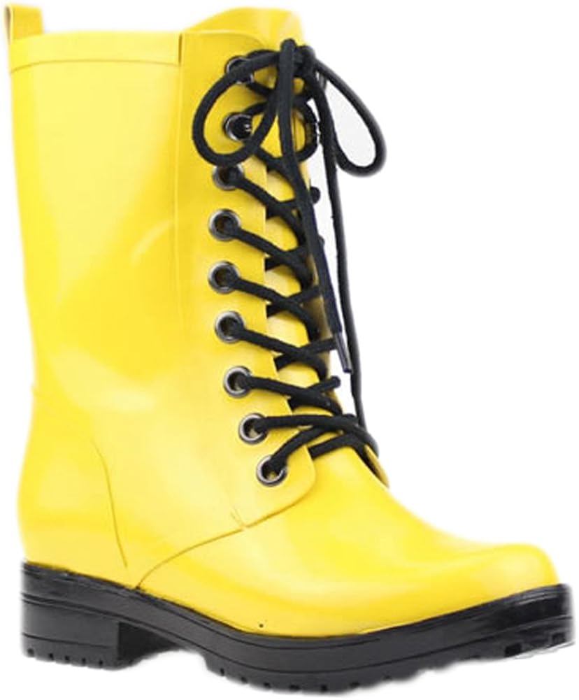 Lily Bell Women's Rain Boots Motorcycle Doc Marten Rain