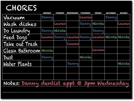 Chore Chart - Reward and Responsibility Chart - Magnetic Dry Erase - Refrigerator Weekly/Daily Kids and Toddler Chart - 16 x 12