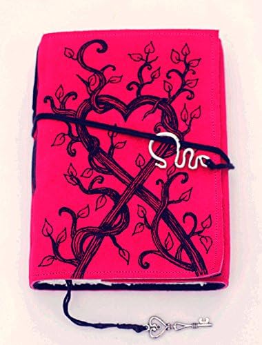Handmade Suede Growing Love Magickal Spell Book Journal in Ruby Red Color
