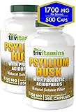 TNVitamins Psyllium Husk Fiber 850 Mg with Acidophilus 2 Million Units Per Capsule (500 Capsules)