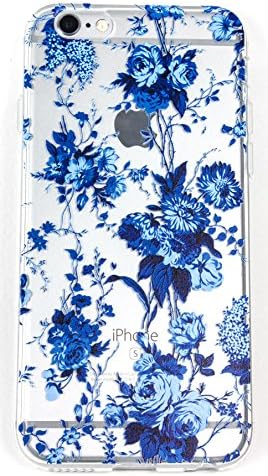 Samsung Galaxy S7 Edge Case, YogaCase InTrends Silicone Back Protective Cover (Blue Flowers)