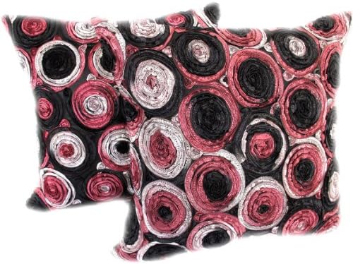 Cool, One Pair Two Tone 3d Bouquet of Roses Throw Cushion/pillow Cover By Satin and Thai Silk for Decorative Sofa, Car and Living Room