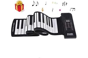 Electronic Piano Keyboard, Portable 61-Keys Roll Up Soft Silicone Flexible Piano, Electronic Piano Keyboard for Home Entertai