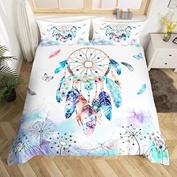 Girly Dream Catcher Duvet Cover Full,Watercolor