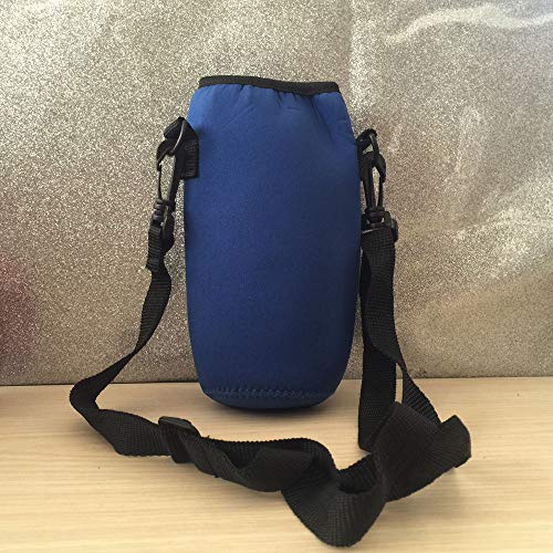Water Bottle Sleeve, Sacow 1000ML Protable Insulated Neoprene Drink Bottle Cooler Carrier Cover Sleeve Bag Case Pouch Cover Tote Bag Holder with Adjustable Shoulder Strap (Blue)