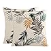 subrtex Durable Soft High Stretch Leaves Printed Square Decorative Throw Pillow Covers Set Cushion Case for Sofa Bedroom Car Furniture Protector Machine Washable, Set of 2 (18