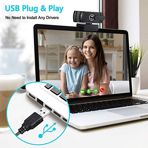 Welcam HD 1080P 30FPS Webcam Microphone,2021 Privacy Cover USB Computer for Zoom Meeting/Skype/FaceTime/Teams/OBS/Xbox/XSplit,Compatible with Mac OS Windows Laptop Desktop PC Monitors