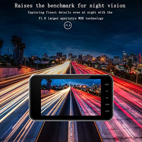 Dual Dash Cam Front and Rear, NINE CUBE 1080p HD Driving Recorder,Car DVR Dashboard Camera, 4" IPS Screen, 170° Super Wide Angle, G Sensor, Loop Recording, Parking Monitor, Motion Detection - Thumbnail 6