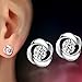Sannysis 1Pair Beautiful Silvering Crystal Shiny Ear Stud Earrings