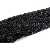CleverDelights 3x4mm Cable Chain Necklaces - Dark Black Color - 50 Pack - 24 Inch Length
