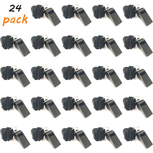 HOHAJIU Black Lanyard Coach Whistles Perfect for Coaches Referees Emergencies Outdoor Travel Lifeguard Fans Cheer Student Pack of 24 - Thumbnail 5