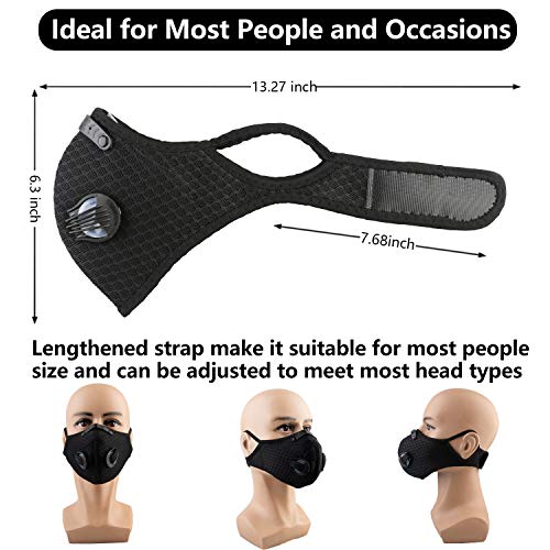 Begleri Anti-poussière Anti-Pollution Sport Lavable Réutilisable pour Le Cyclisme et la Course à Pied, Ensemble 2 (Noir)