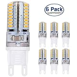 Warmoon G9 LED Light Bulbs, 5W Warm White, 3200K, 360 Degree Beam Angle 3014 SMD 64 LED Corn Crystal Light Bulbs (Pack of 6)
