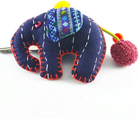 Elephant Key Chain Fabric Handcraft Emdroidered Cotton By Hmong Thai Gift