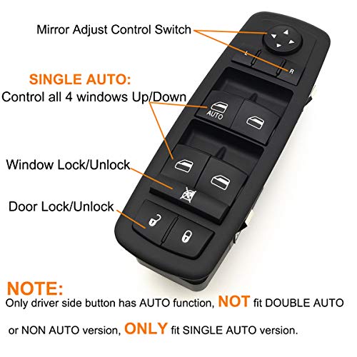 BOPART Driver Side Master Power Window Switch for 2008 2009 2010 2011 2012 Jeep Liberty Dodge Nitro & 2009 2010 Dodge Journey Replaces OE # 4602632AG 4602632AH 4602632AF 4602632AD 4602632AC