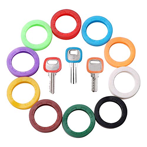 GoorDik 30x Key Caps Tags House Key Covers, Color Key Coded Key ID Rings, Upgraded Material & Modern Design, Strong Toughness in 10 Perfect Coding System to Tag Your Keys