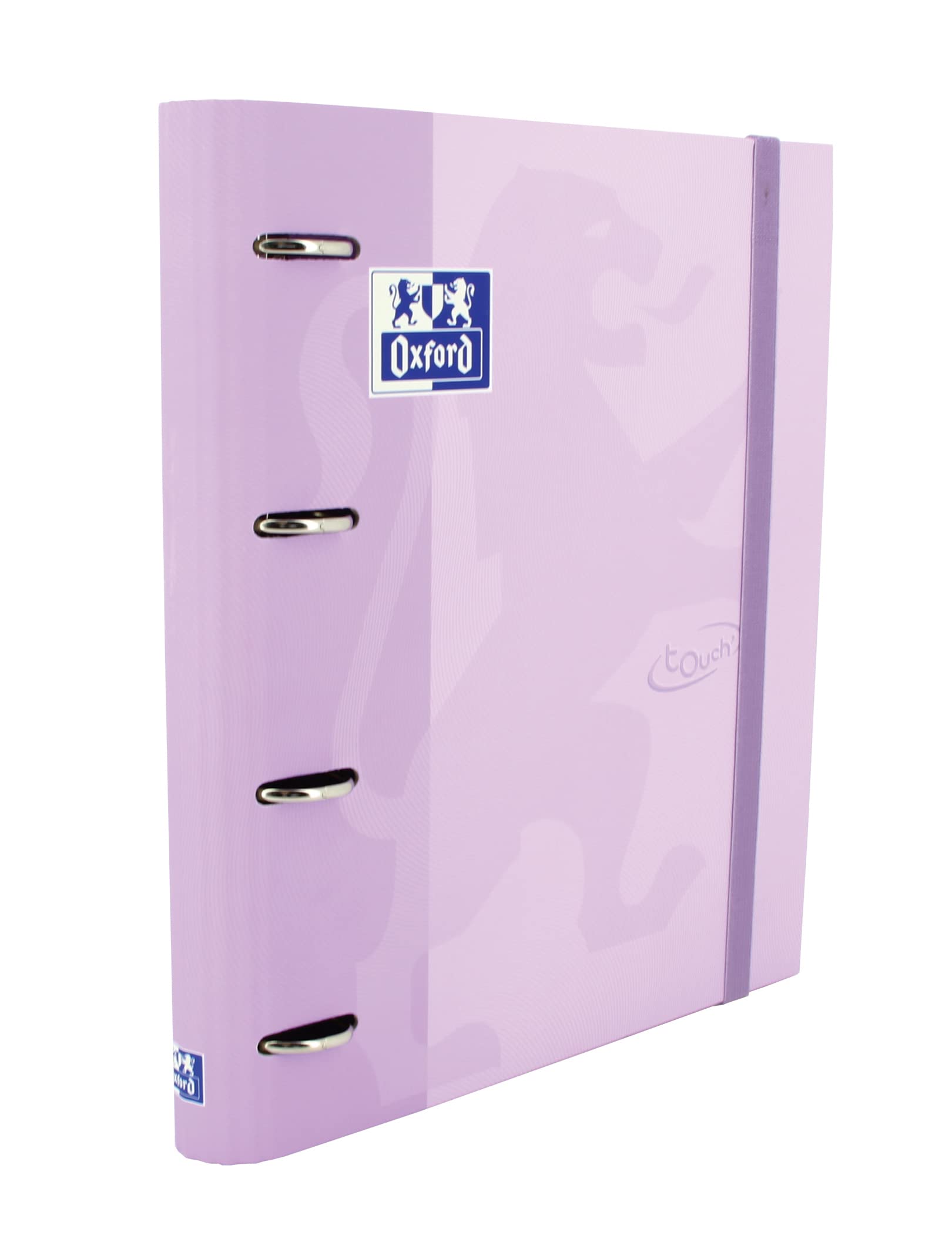 Oxford, 4 Ring Binder A4 Hard Cover Elastic Closure Refill 5 x 5 Grid and 5 Colour Strips Sticker Sheet Mauve Touch