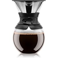 Bodum Pour Over Coffee Maker with Permanent Filter, 1 Liter, 34 Ounce, Black Band