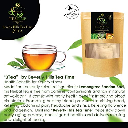 Organic 3 TeaLemongrass Pandan Bael Herbal Tea MixRelaxation wellness