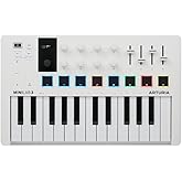Arturia MiniLab 3 Universal MIDI Controller, White | All in One Software Package, 25 Keys, 8 Multi-Color Pads, White