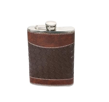 Steren Impex | Stainless Steel - PU Leather Wrapped - Hip Flask | 230 ml
