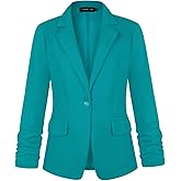 MINTLIMIT Women's 3/4 Sleeve Blazers One Button Work Office Blazer with Pockets