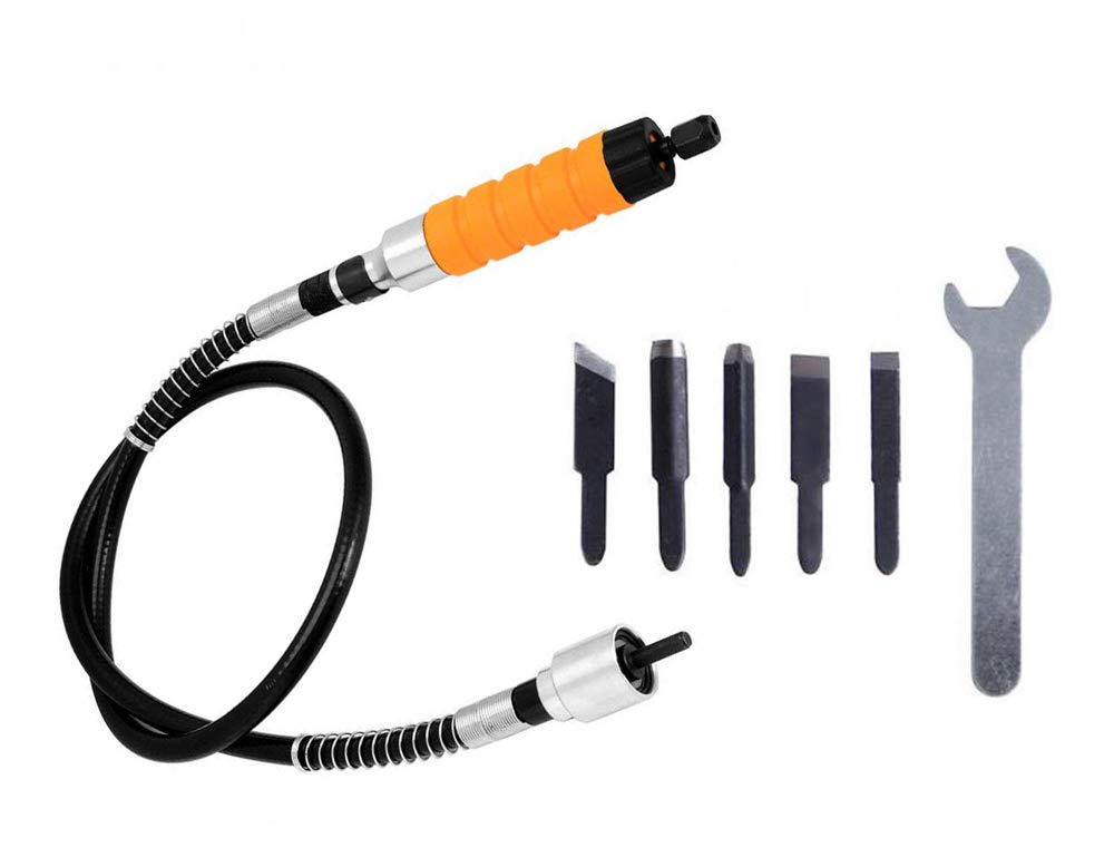 Flexible Shaft Electric Chisel Wood Carving Wood Chisel- High Speed Work(with Flexible Shaft,Yellow)