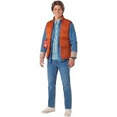 Morph, 1980's 80's Costume Men, Halloween Costumes for Men | Orange Padded Vest, Attached Plaid Style Shirt, Denim Look Sleeves Included, Perfect for Halloween, Great for Dress-Up